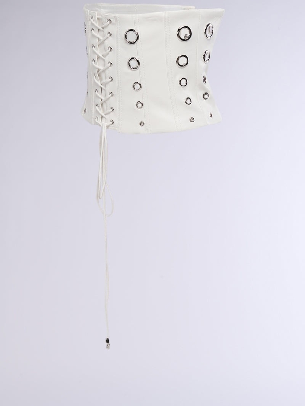 AKIRA Ultimate Edge White Faux Leather Grommet Belt - Picture 3 of 4